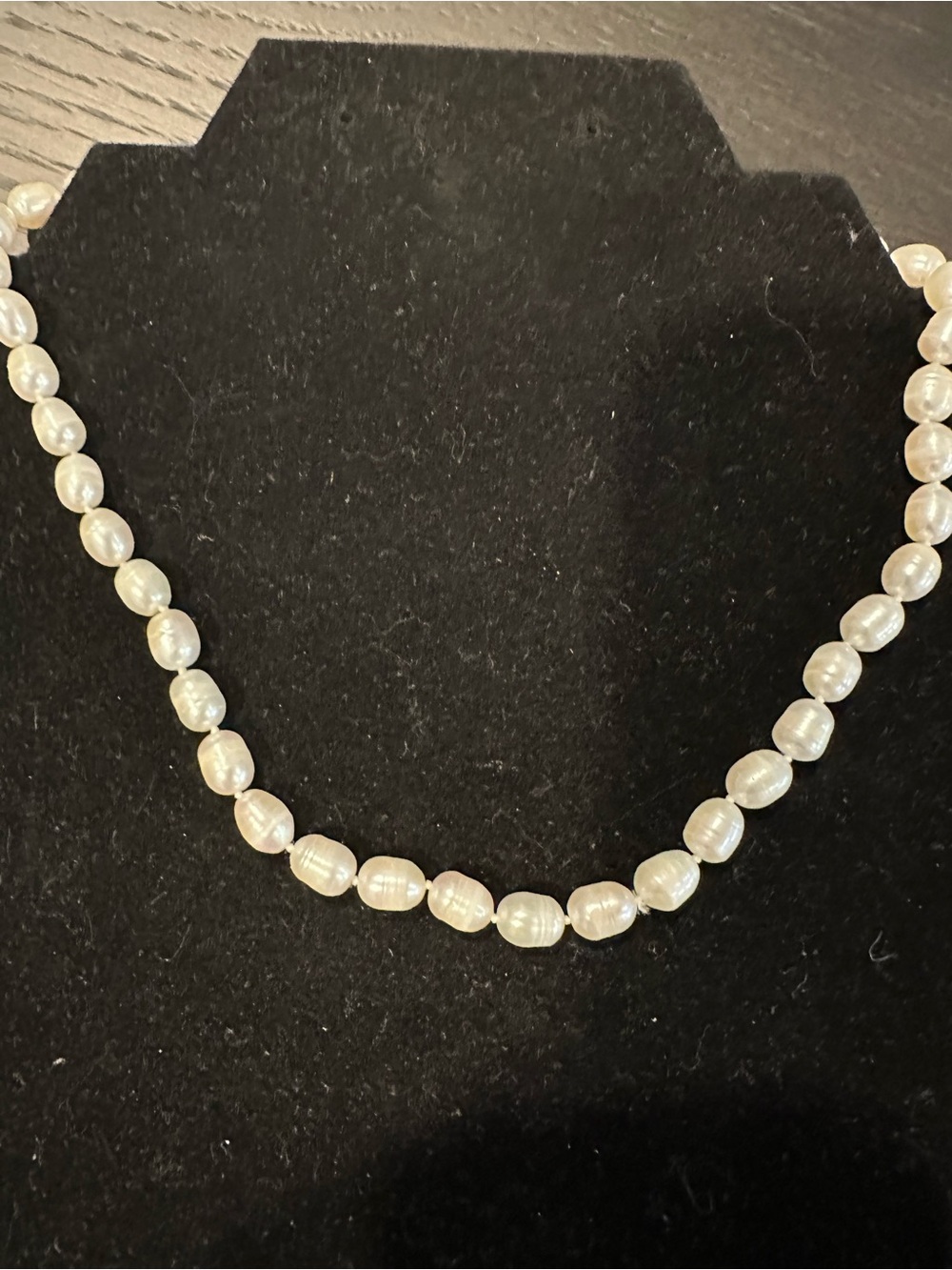 Freshwater Pearl Necklace • Large Rice Pearls • 18" • Gold‑Tone Filigree Clasp